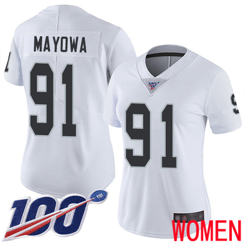 Oakland Raiders Limited White Women Benson Mayowa Road Jersey NFL Football #91 100th Season Jersey->women nfl jersey->Women Jersey